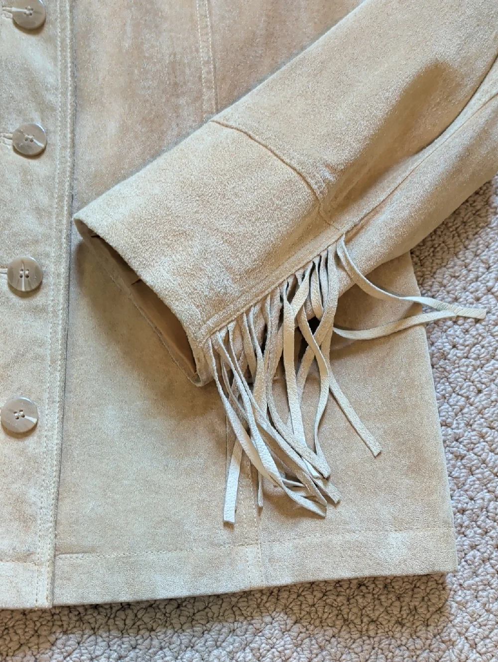 Vintage Tan Leather Suede Fringe Western Jacket L - Picture 9 of 16